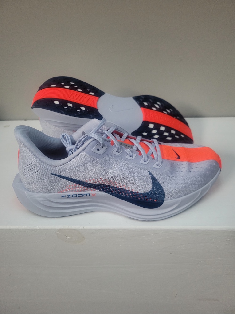 Nike ZoomX Running Sneakers in White, Navy & Coral